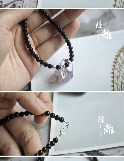 Vòng đeo tay bằng bạc obsmaline tự nhiên và tourmaline màu đen 925 làm tăng cường đáy biển lắc chân nữ bạc ta