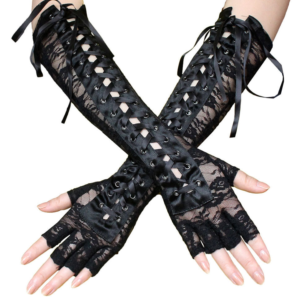 Japanese Hayuhi Lolita Gloves Young Semi-Finded Pure Pure with Long-Punk