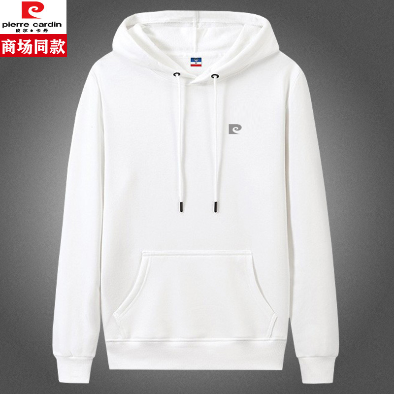 Pierre Cardin Men's Hoodie Spring and Autumn Kangaroo Pocket High-End Trendy Casual Loose Top for Young and Middle-Aged Men