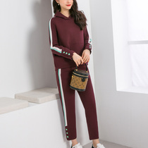 Sweater suit womens 2020 autumn and winter new European station fashion foreign style thin loose casual sports two-piece suit trendy