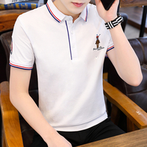POLO shirt man short sleeve boomer pure cotton summer mens pure color workout half sleeve Paul shirt turnover T-shirt male tide dx