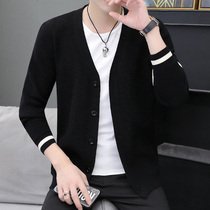 Knitted cardiovert male Korean version trendy loose spring autumn season outside wearing goat sweatshirt casual 100 lap men sweater jacket wt