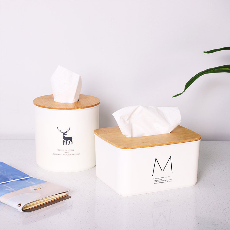 Simple tissue box Home living room creative light luxury high-grade draw box napkin roll paper tube desktop paper draw box storage