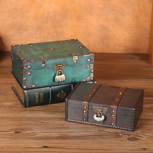 Ретро деревянная антикварная коллекционная шкатулка для сокровищ, бытовой ящик для хранения писем и документов с замком, настольный ящик для хранения паролей