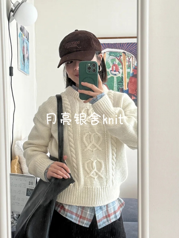 Pretzel Sweater Women's Pattern Diagram: Women's Round Neck Saltwater Knot Sweater Knitting Pattern Diagram Pretzel Sweater Women's Pattern Diagram: Women's Round Neck Saltwater Knot Sweater Knitting Pattern Diagram