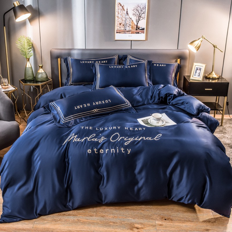 Four sets of sleeves Naked Sleeping Ice Silk Summer Net Red With Modern Simplicity Comfort Light Lavish Washed Real Silk Bed Bedding