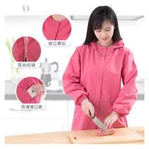 Apron new home kitchen zipper oil-proof housework long sleeve fashion female adult work protective clothing waterproof coat