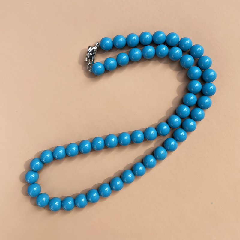 Comes with National Inspection Certificate, American Natural Blue Turquoise Necklace, Sleeping Beauty High Porcelain High Blue Round Bead Clavicle Chain, Intense Blue Comes with National Inspection Certificate, American Natural Blue Turquoise Necklace, Sleeping Beauty High Porcelain High Blue Round Bead Clavicle Chain, Intense Blue