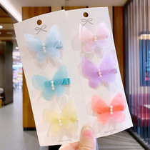 Childrens bow hairclip hair accessories girl does not hurt hair butterfly pearl hair clip Princess cute Bangar clip