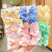 Childrens bow plaid fabric hair rope hair accessories girls do not hurt hair tie hair ring headrope girls leather band Headgear