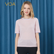 VOA tinh khiết cashmere mềm 60 mỹ nằm dài tròn cắt t-shirt sửa tay áo ngắn mất-phù-thư bị trả lại cao da đan áo len