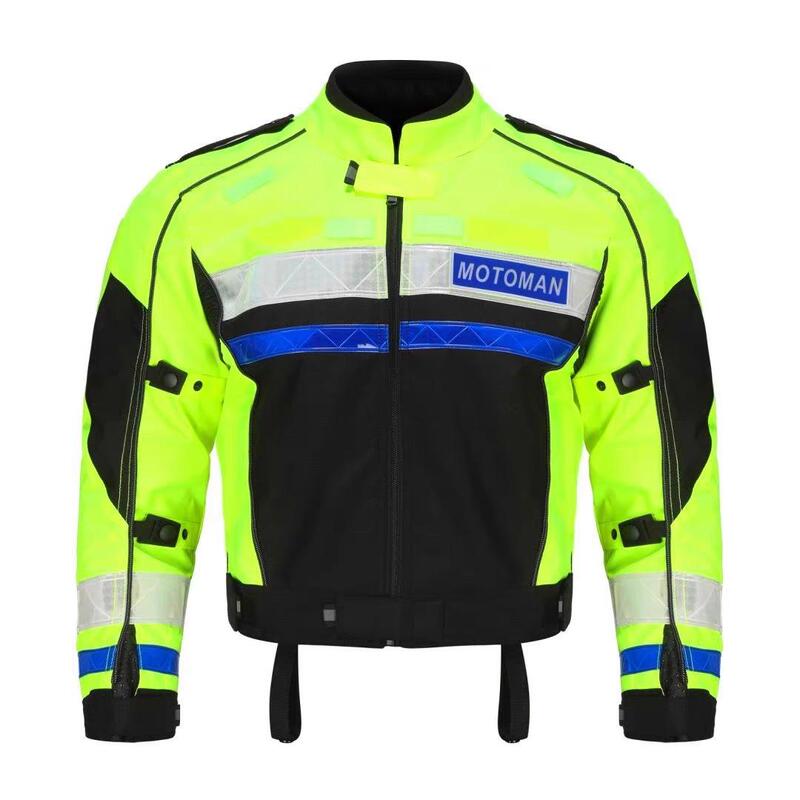Spring and Autumn Iron Horse Riding Suit, National Escort Uniform, Motorcycle Lobster Suit, Mesh Fabric Racing Reflective Suit, Anti-Fall and Breathable