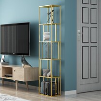 Nordic Iron Art Clips Sewn Bookshelves Living-room Simple Multilayer Narrow Slit Shelf Office Containing Brief Floor Bookcase