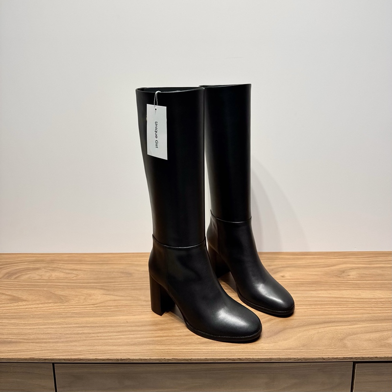 Unique Girl 25-8 Autumn and Winter Thick-Heeled Long Boots Women's High-Heeled Knight Boots Long Boots Women