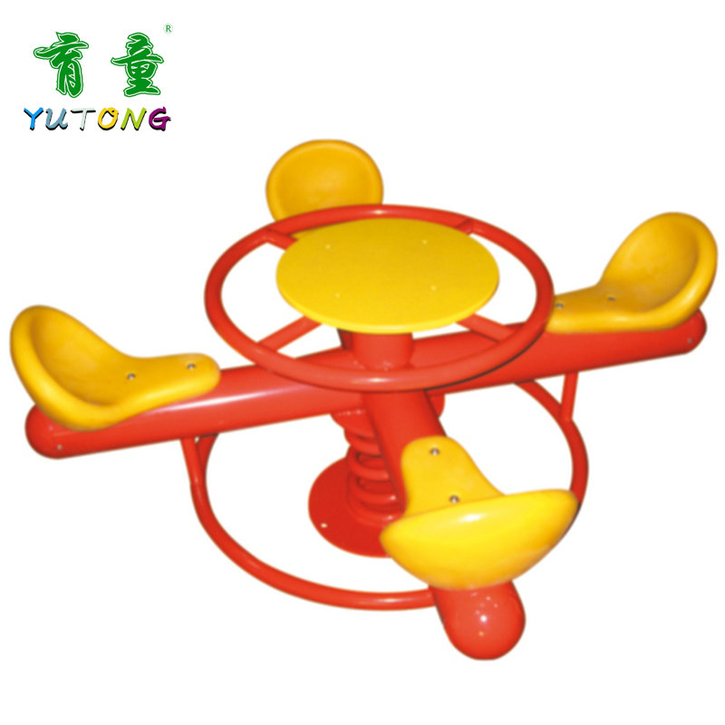 Real estate outdoor recreation four rotating rocking horse kindergarten park square children's outdoor iron combination swivel chair