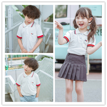 Girls short-sleeved T-shirt boys polo shirt 2021 childrens summer new cotton jersey sweating breathable Leisure