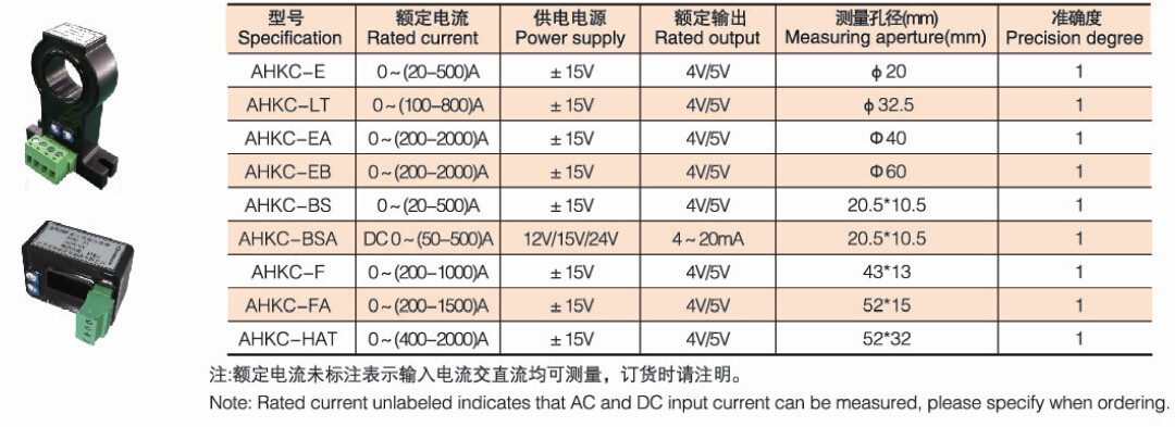 安科瑞AHKC-EKBA直流霍尔电流传感器4-20mA输出