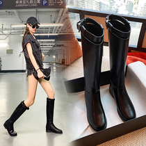 Long cylinder boots female knight boots 2020 new boots female midcylinder boots straight drum high cylinder boots slim but knee-length boots