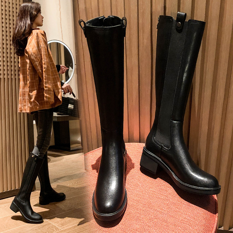High heel boots autumn winter new medium heel boots female midway boots thick heel however knee-high cylinder small sub riding boots