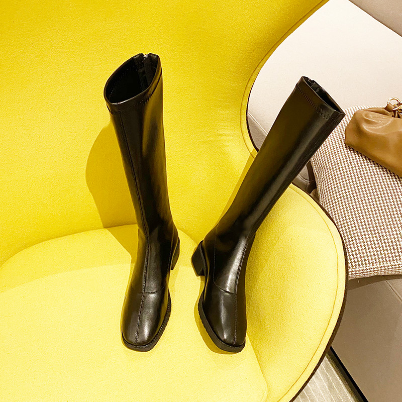 Small sub-length boots 2020 new exploits autumn winter high school cylinder boots though knee slim riding boots soft leather long cylinder boots