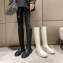 White long cylinder boots womens spring autumn single boots 2021 new long boots though kneecap rider boots soft skinny skinny boots