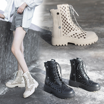 Hollowed-out Martin Boots Woman Summer Thin white Summer 100 lap breathable little Subshort boots Inlenty wind thicken netting boots
