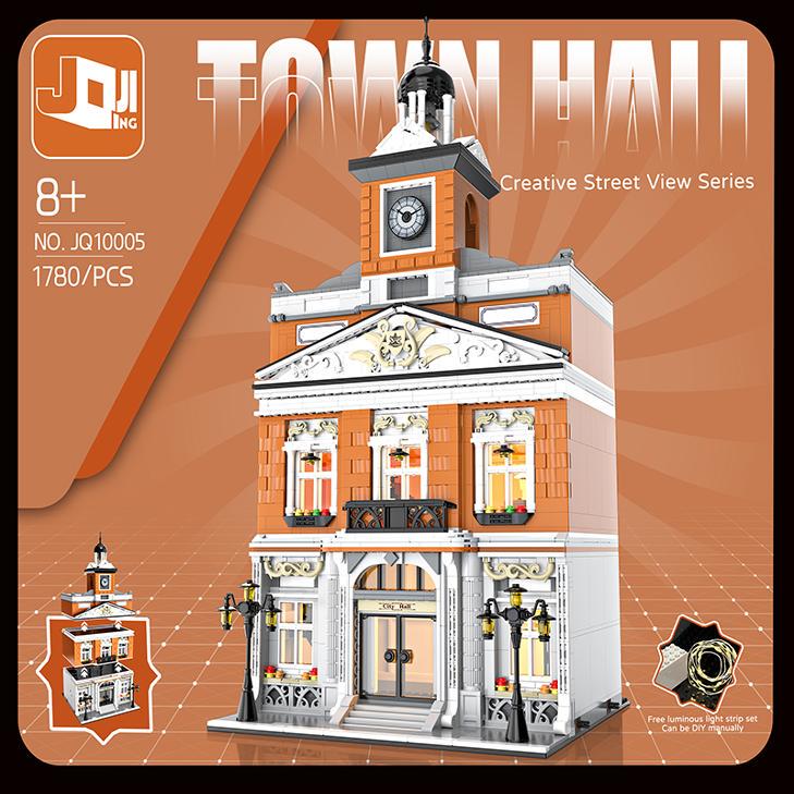 Children's Building Blocks City Hall Bank Cafe Three-Dimensional European-Style Street View House DIY Assembly Educational Toy Ornaments