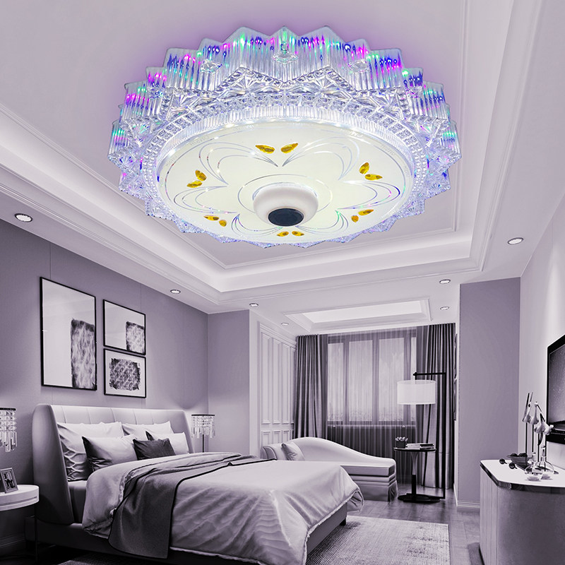 Simple bluetooth LED bedroom ceiling lamp creative high-end wedding room remote control music smart round room living room lamp