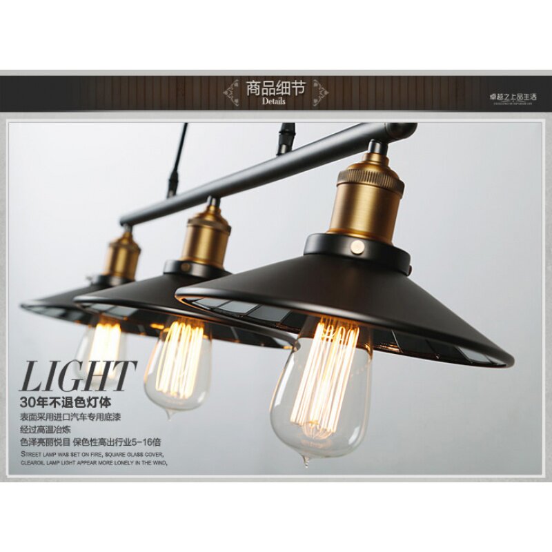 Iron art 1 head 2 head 3 head glass cover bar sliding high-grade shrink RH industrial style dining room stairs lift mirror chandelier