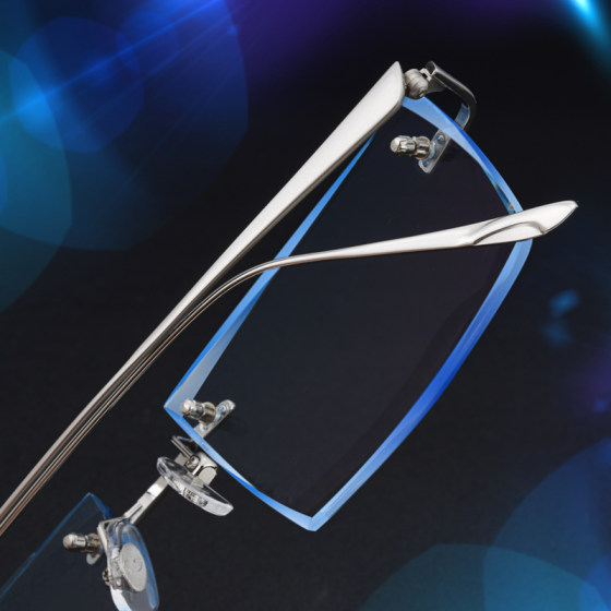 配无框近视眼镜男超轻纯钛眼镜架平光防蓝光散光近视眼镜女变色