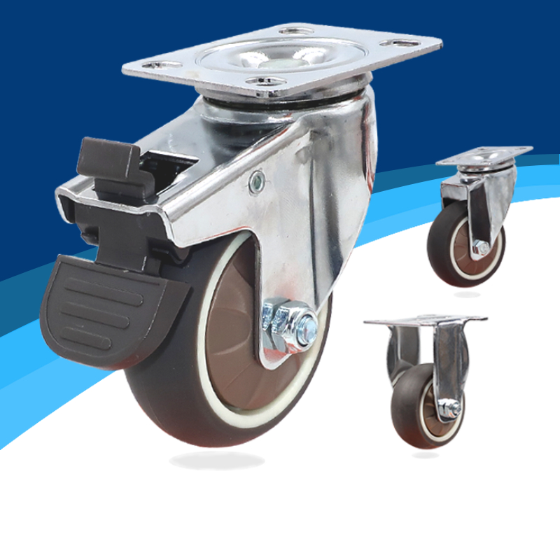 Universal wheel universal caster 1 5 inch 2 inch silent belt brake directional wheel steering wheel flat trolley 1