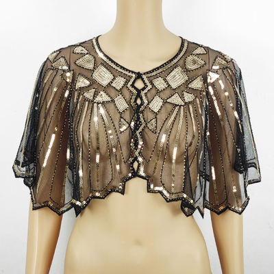 Sequined shawl for women, summer thin mesh sun protection, evening dress, cheongsam, European and American short coat, small vest, cardigan