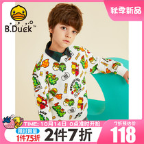 B Duck little yellow Duck childrens clothing boy clothes 2021 Spring and Autumn New Children Baby pullover dinosaur cotton top