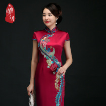 Zero month handmade three-dimensional embroidered mother dress wedding banquet cheongsam wedding mother cheongsam dress long new