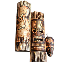 Lanna Thai wood carving decoration bar shop wall personalized wall decoration African mask creative pendant