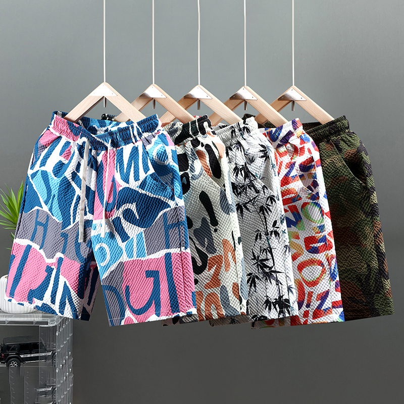 Sandy Shengke 2025 New Men's Loose-Fitting Printed Beach Shorts, Three-Quarter Length Casual Home Shorts