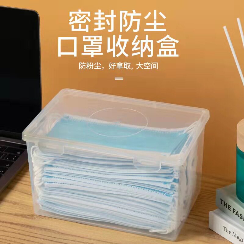 The box of disposable mask containing box transparent dust and placed mask can be placed 70
