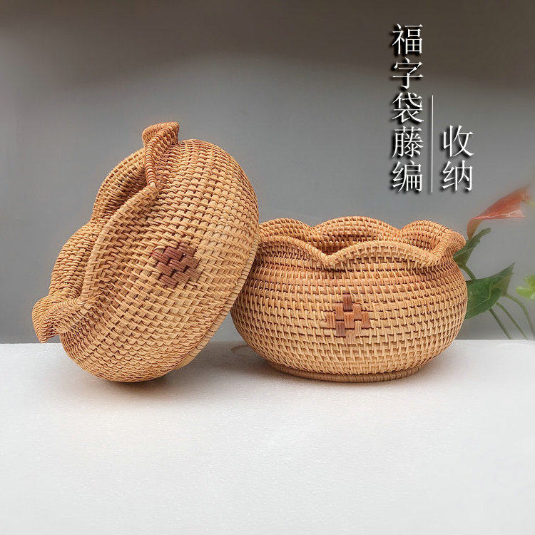 Vietnam Fuji knitting bag household handcraft knitting desktop cover with cover box rounded fruit basket
