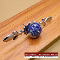 Ceramic blue and white porcelain pumpkin handle cabinet door cabinet wardrobe handle modern simple pastoral single hole factory