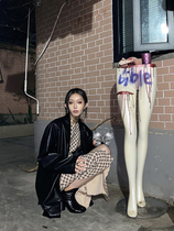 Meijia FUZZYKON original design black large contour retro leather jacket