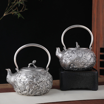 Pure hand silver teapot a silver pot with silver pot 999 cooking tea ceramic tea - strip tea - strip