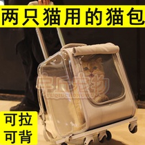 Cat bag for two cats for outdoor portable summer pull bar case large capacity double shoulder canvas breathable big foldable