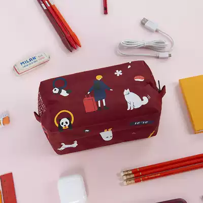 KIITOS original illustration small square bag waterproof wash bag travel storage bag student pen bag Japanese makeup bag female