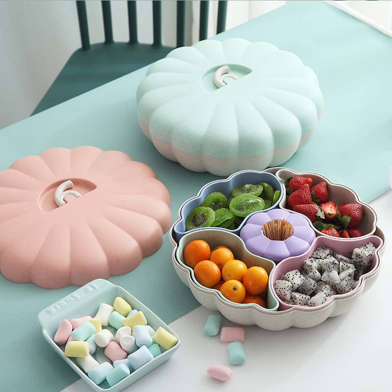Fruit Pan Living Room Home Creative Plastic Melon Seeds Dry Creativity Cute Snack Candy Box Nut Tray Compartment with lid