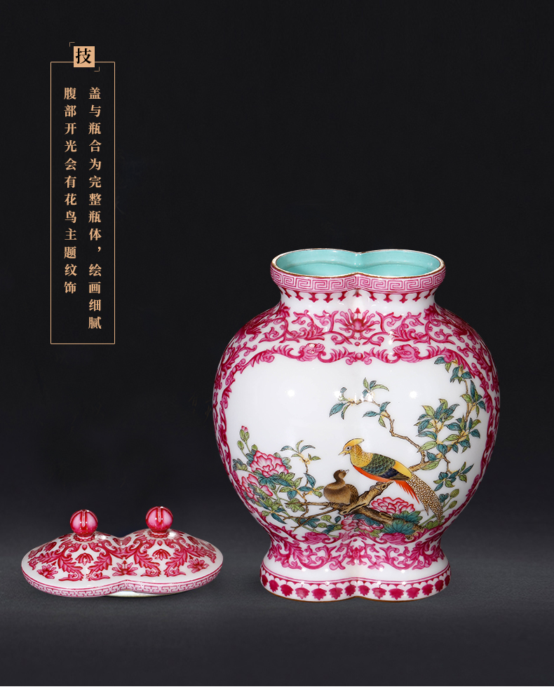 Jia lage jingdezhen ceramics furnishing articles YangShiQi hand - made see colour carmine colored enamel vase decoration