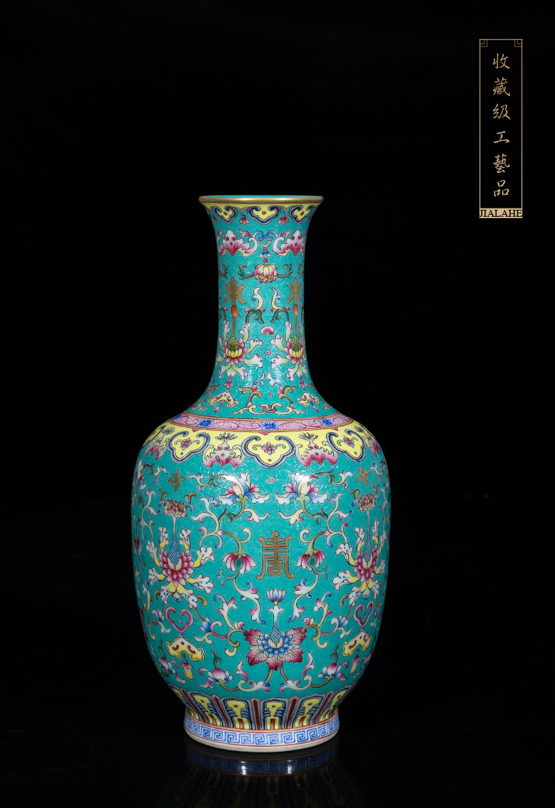 Jia lage jingdezhen ceramic vase YangShiQi up is colored enamel blue purple flower pattern design in China