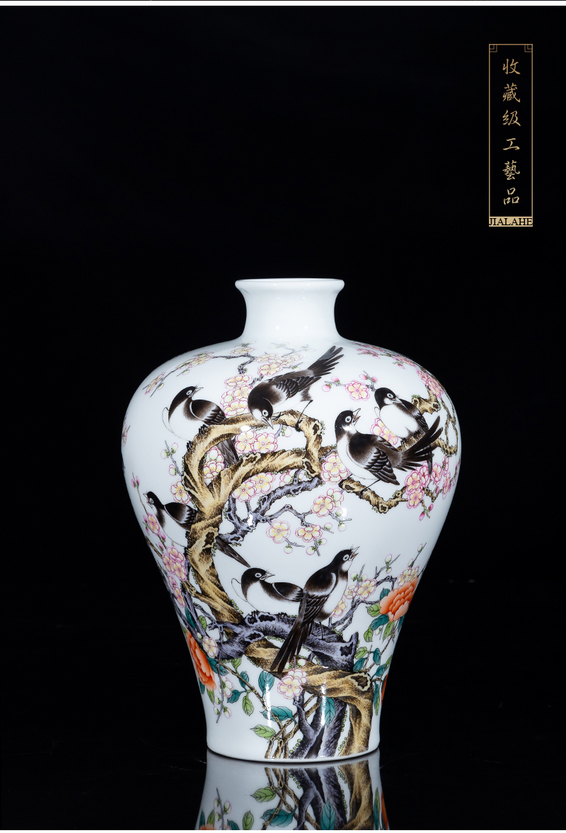 Jia lage jingdezhen ceramic vase YangShiQi pastel and name the magpies MeiWenMei bottles of ancient China