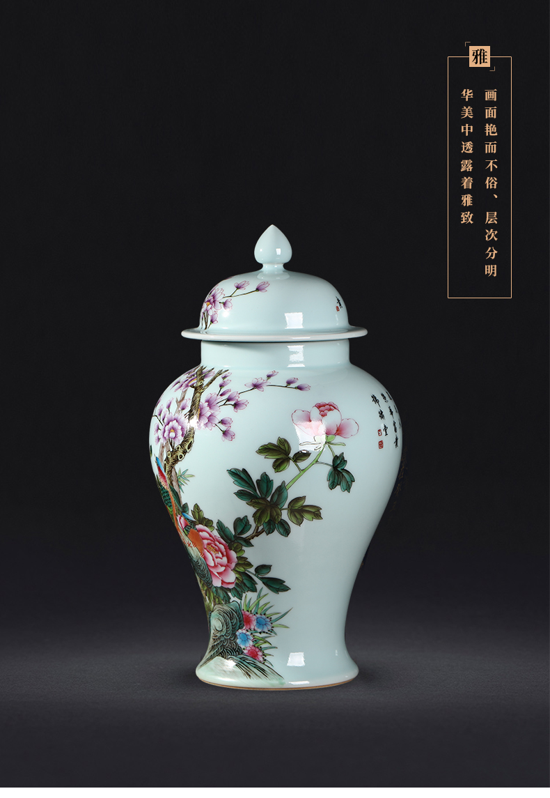 Jia lage archaize of jingdezhen ceramic checking general famille rose porcelain painting of flowers and pot household decorative vase furnishing articles in the living room