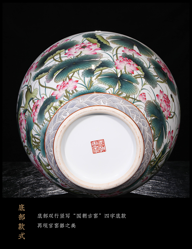 Master jia lage jingdezhen ceramics YangShiQi antique hand - made bucket color lotus pattern penetration ears key-2 luxury furnishing articles