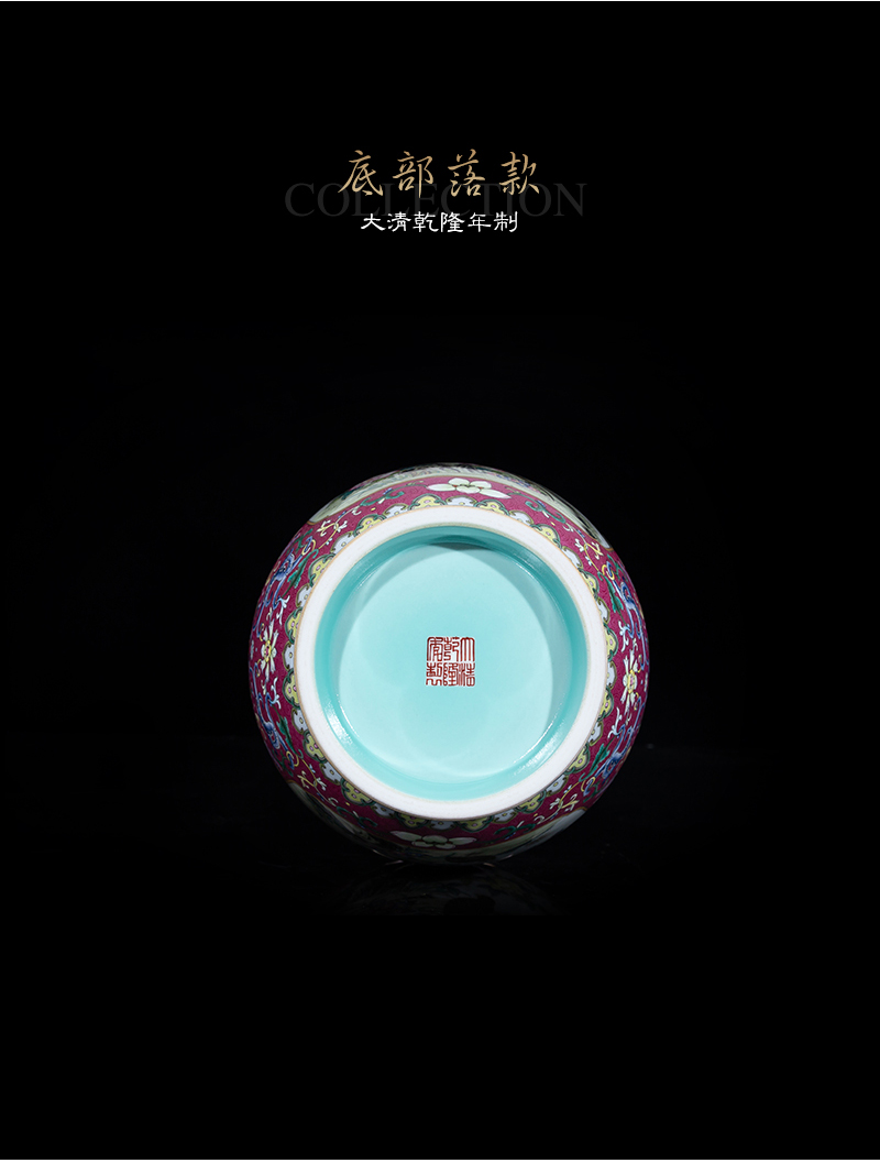 Jia lage jingdezhen ceramic vase YangShiQi after double ears porcelain carved the qing qianlong double - sided riches and honour and flowers and birds